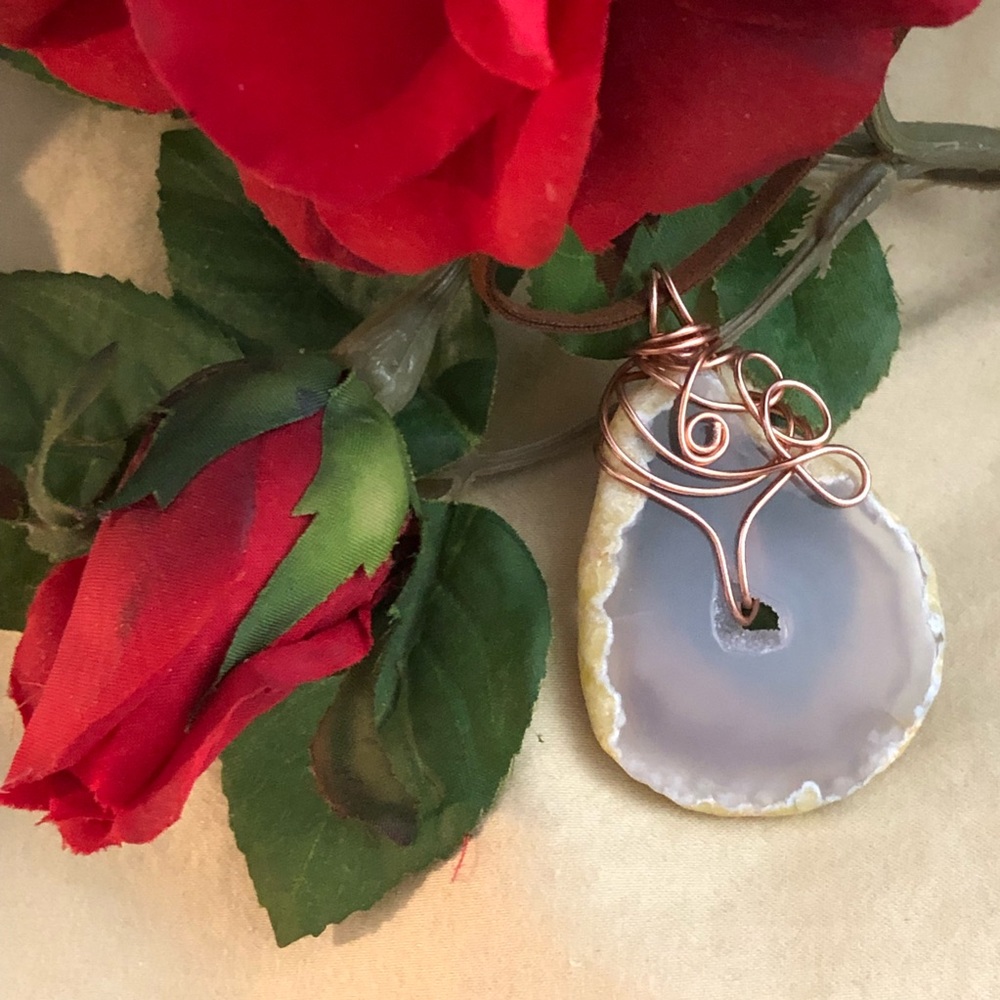 “Rose’s Delight” Agate Geode Necklace
